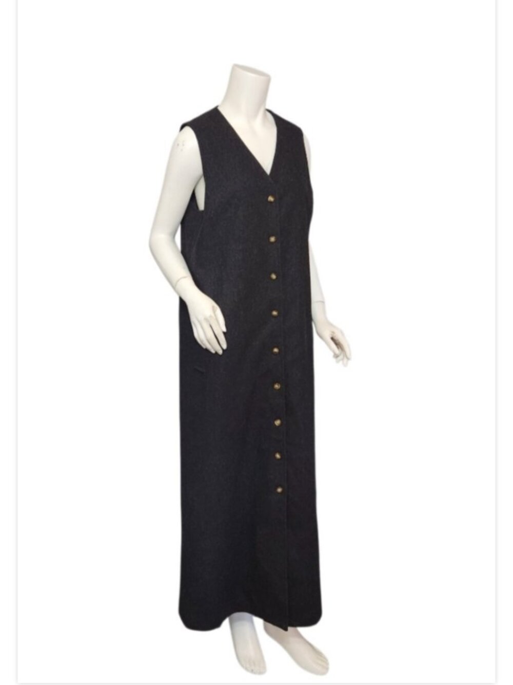 ORVIS V-Neck Sleeveless Wool Button Up Maxi Dress